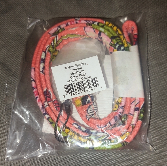 🎄3/$15 NWT Vera Bradley 'Coral Floral' Lanyard - Picture 2 of 4